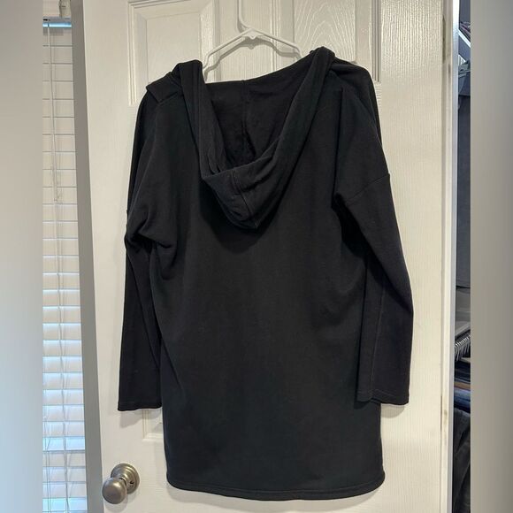 Lauren Ralph Lauren black hooded asymmetric wrap front tunic size Medium - Picture 4 of 6